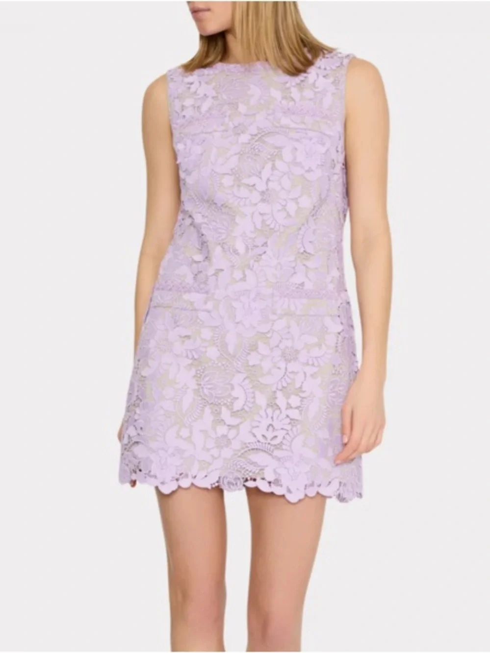 NWT MILLY 3D Garden Lace Sleeveless Mini Dress in Lilac, Size 6 - Picture 1 of 13